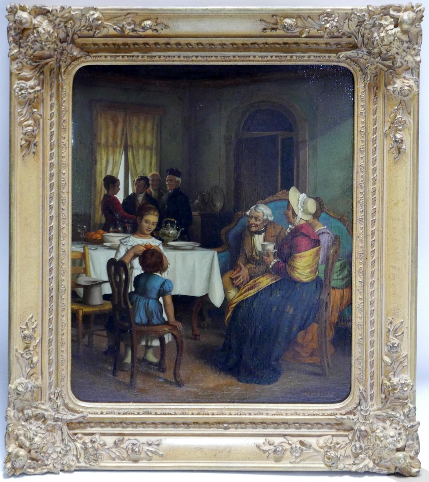 Jacob Membling (Austrian, 1853-1928), Interior scene, oil on panel, signed lower right, 49 x 39cm - Image 2 of 3