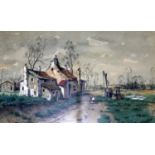 Martinus Johannes 'Tinus' de Jongh (South African, 1885-1942), A Dutch cottage in a rural landscape,