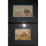 Two Victorian watercolours, one titled 'Travelling in Ireland' H.16 W.27cm