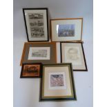 A collection of prints, to include townscapes, landscapes, a portrait, a copper plate of a pub,