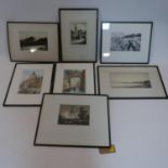 Seven various engravings and etchings, framed