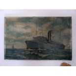 Mid 20th century school, Cruise ship at sea, oil on canvas, indistinctly signed lower left, 23 x