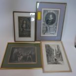 Four 18th/19th century prints to include a portrait of Charles II