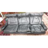 A 1970's black leather sofa by Jacques Charpentier for Roche Bobois