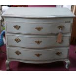 A 19th century Swedish painted chest of three drawers, H.79 W.86 D.50cm