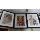 A set of three fashion prints, to include Van Cleef & Arpels, and two portraits of models, 29 x 20cm