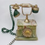 A vintage Italian onyx and brass telephone