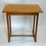 An Arts and Crafts oak occasional table, H.77 W.79 D.52cm