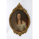 A 19th century oil portrait on panel, set in oval gilt wood frame, 27 x 18cm