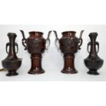 Two pairs of early 20th century Chinese bronze vases