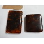 Two vintage tortoiseshell cases, W.8.5 D.8cm; W.12 D.8cm (2)