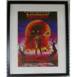 A framed Italian movie poster for 'Razorback', 39 x 29cm