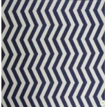 A contemporary woolen rug with blue and white chevron design, 170 x 120cm