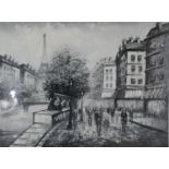 Burnett, Paris Street Scene', oil on paper, signed lower right, 49 x 64cm