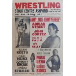 An original 1970's wrestling poster, Stour Centre Ashford, framed, 76 x 51cm