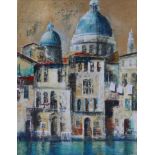 20th century school, Venice Canal Scene with St Mark's to background, indistinctly signed, oil and