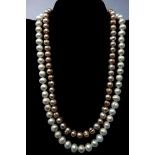 A boxed double strand freshwater pearl necklace, L.48cm
