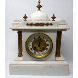 A 19th century French white marble mantle clock, H.35 W.28 D.13cm