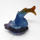 A Daum pate de verre glas fish dish, signed