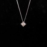A 10ct white gold and diamond pendant set with 4 stones on white gold chain, in box, 1 gram