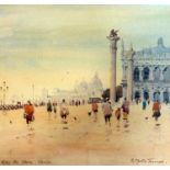 R Martin Tomlinson, b.1945, 'after the storm-Venice', watercolour, signed, 15 x 15cm