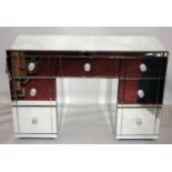 A contemporary mirrored pedestal desk, H.81 W.120 D.45cm