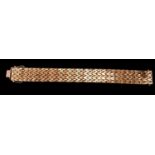 WITHDRAWN - An 18ct yellow gold, textured mesh bracelet circa 1970's, L: 19.5cm, 62.6g. Stamped 750.