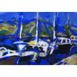 ?uro Seder (Croatian, b.1927), Sailing boats in a harbour, gouache, signed lower right, framed and