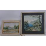 20th century school, A seascape with cliffs to background, pastel, monogrammed LDF to lower left,