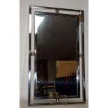 A contemporary chrome wall mirror, 100 x 60cm