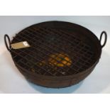 A contemporary Kadai fire pit, with grill, on stand, Diameter 60cm