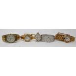 Collection of gilt/white metal vintage wristwatches: Anne Klein, Carolee, Swatch, Ingersol and