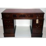 A Georgian style mahogany pedestal desk, H.79 W.125 D.61cm