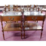 A pair of Georgian style mahogany bedside tables, with walnut cross banding and 1 drawer, H.76 W.