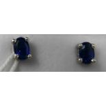 A boxed pair of sterling silver and blue kyanite stud earrings, 5 x 4mm, 1.1g