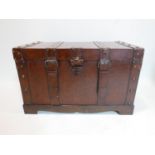 A contemporary stud bound leather trunk, H.50 W.80 D.43cm