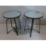 A pair of circular occasional tables with mirrored tops, H.62cm Diameter 50cm