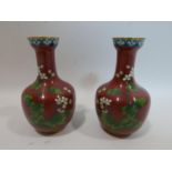 A pair of Chinese cloissone vases