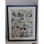 An original comic book artwork of Tarzan from TV Tornado No.74, page 4, 1968, in black frame, 43 x
