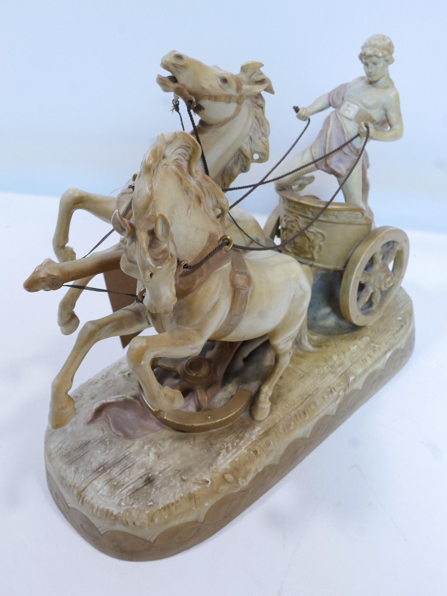 A large Royal Dux porcelain group of chariot and horses, H.41 W.52 D.21cm - Image 4 of 5