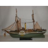 A large 1920's scratch built model of a paddle steamer 'orion', H.116 W.162 D.42cm