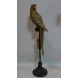 A gilt resin parrot on a perch, H.78cm