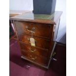 A Georgian style two drawer filing cabinet, raised on stepped base, H.77 W.52 D.75cm