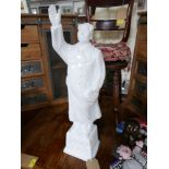 A Chinese blanc de chine statue of Mao Zedong, on plinth base, with Chinese character marks to