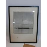 A photographic print of a yacht, framed and glazed, 21 x 19cm