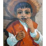 Peter Barrett, 'Juanito', half-length portrait of a boy, oil on canvas, signed lower right, with tag