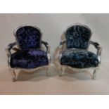 A pair of contemporary children's fauteuils, with velour upholstery, H.72cm (2)