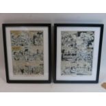 Two framed pages of original comic book artwork from Gunhawks No.5, June 1973, pages 21 & 24, by Syd