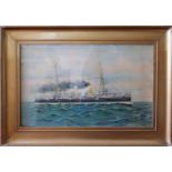 A steam boat picture in gilt frame, 34 x 55cm