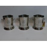 Three nickel plated champagne buckets, H.23cm (3)